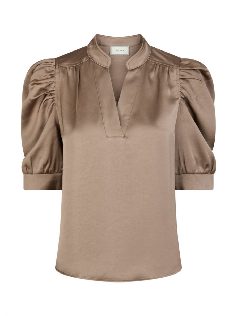 Roella Satin Blouse - Dark Taupe