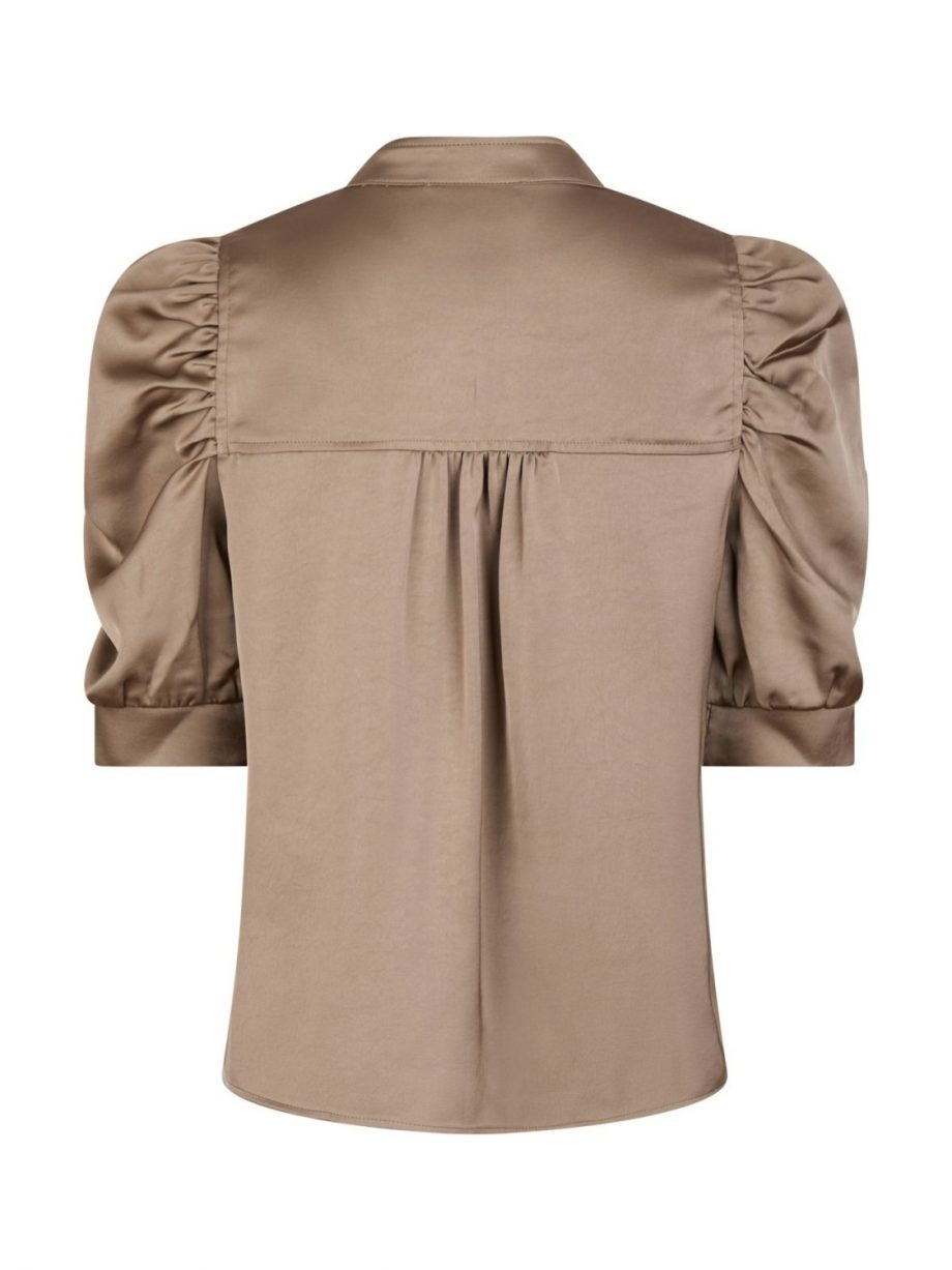 Roella Satin Blouse - Dark Taupe